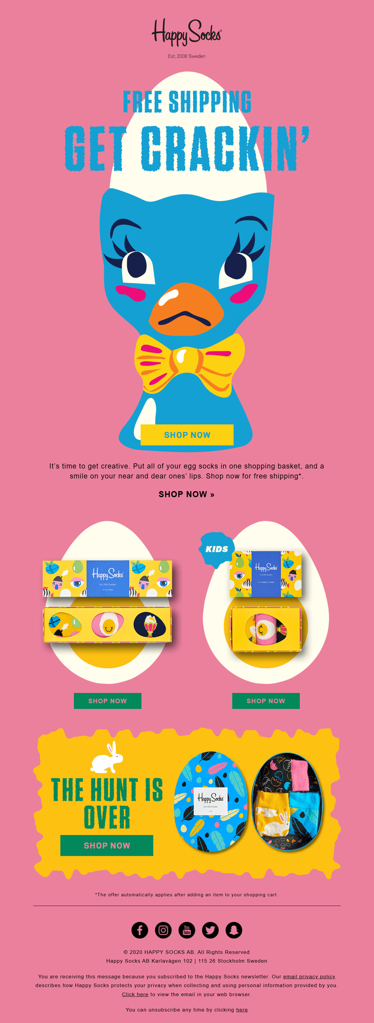 easter email marketing example by happy socks