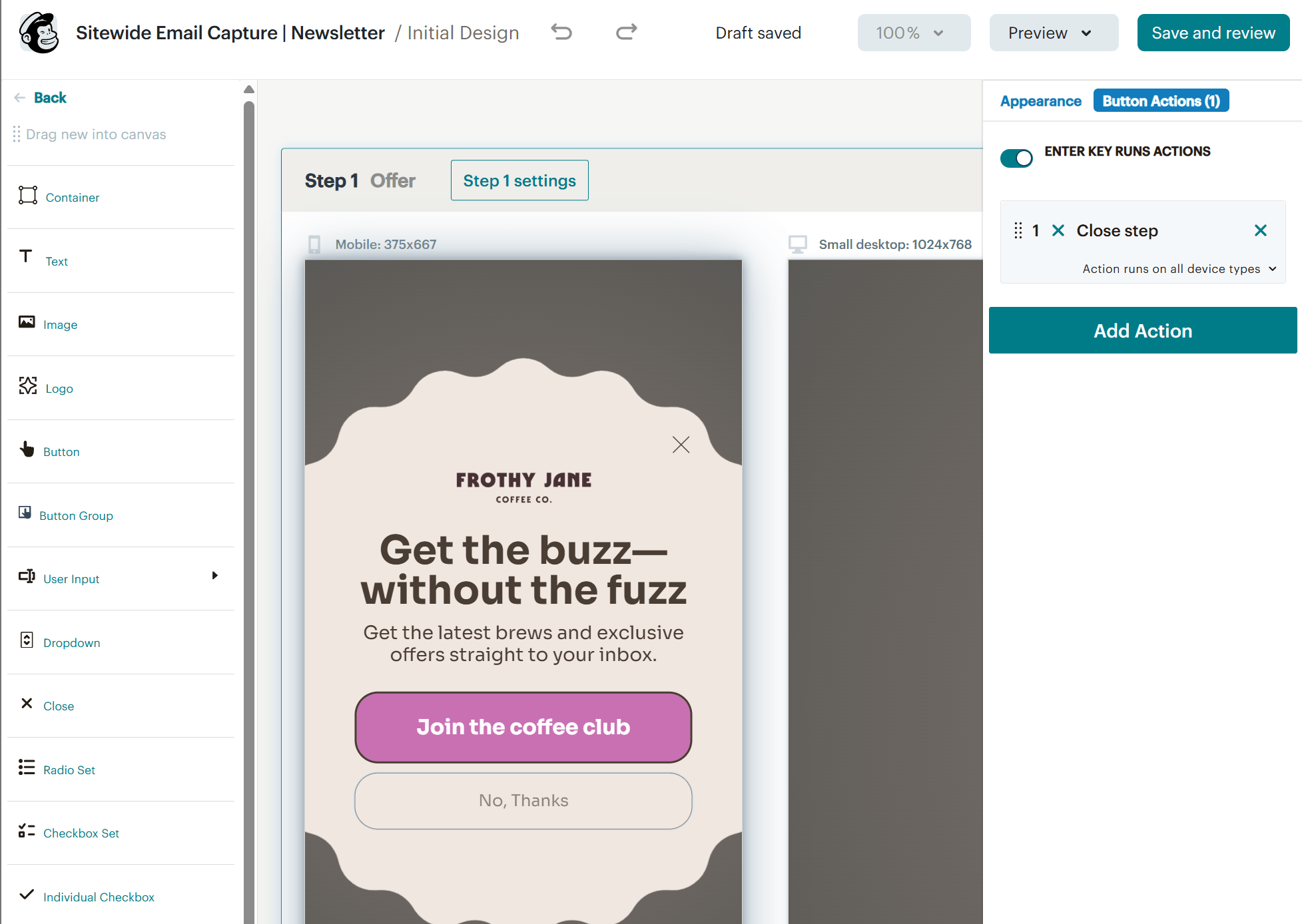 mailchimp popup forms builder