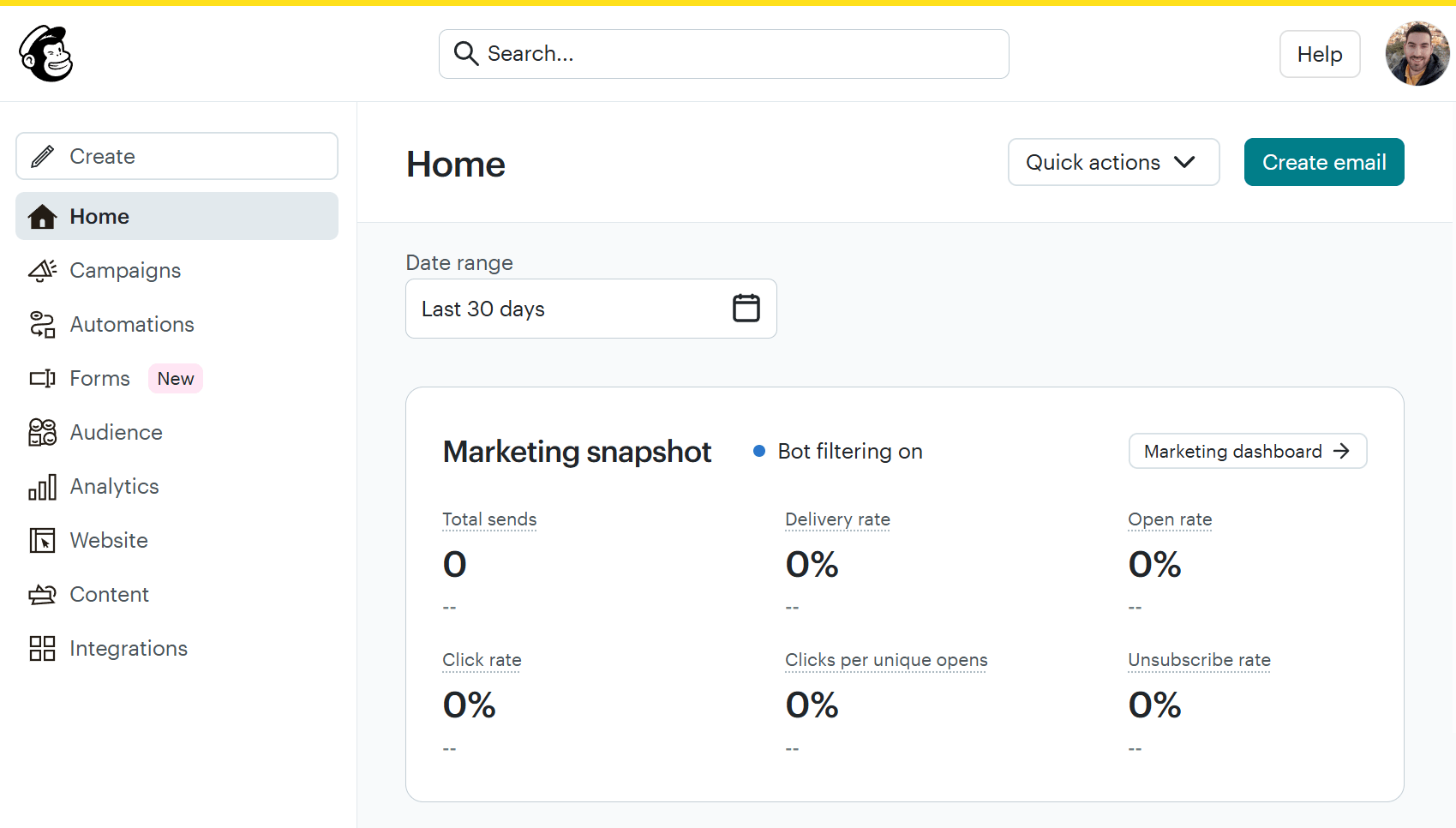 mailchimp user interface