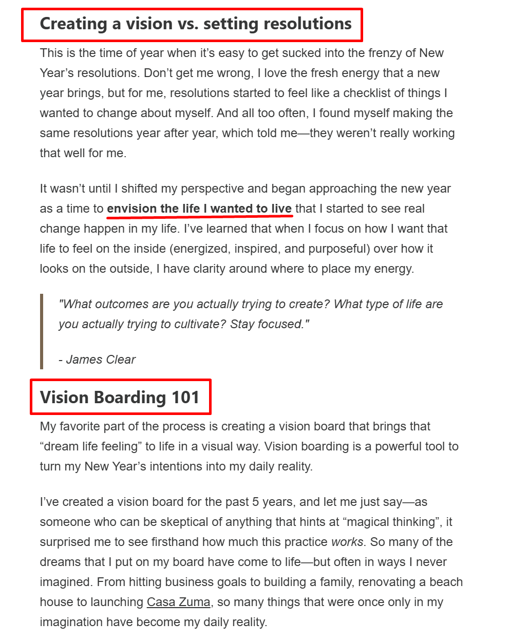 camille style zero-click email formatting example