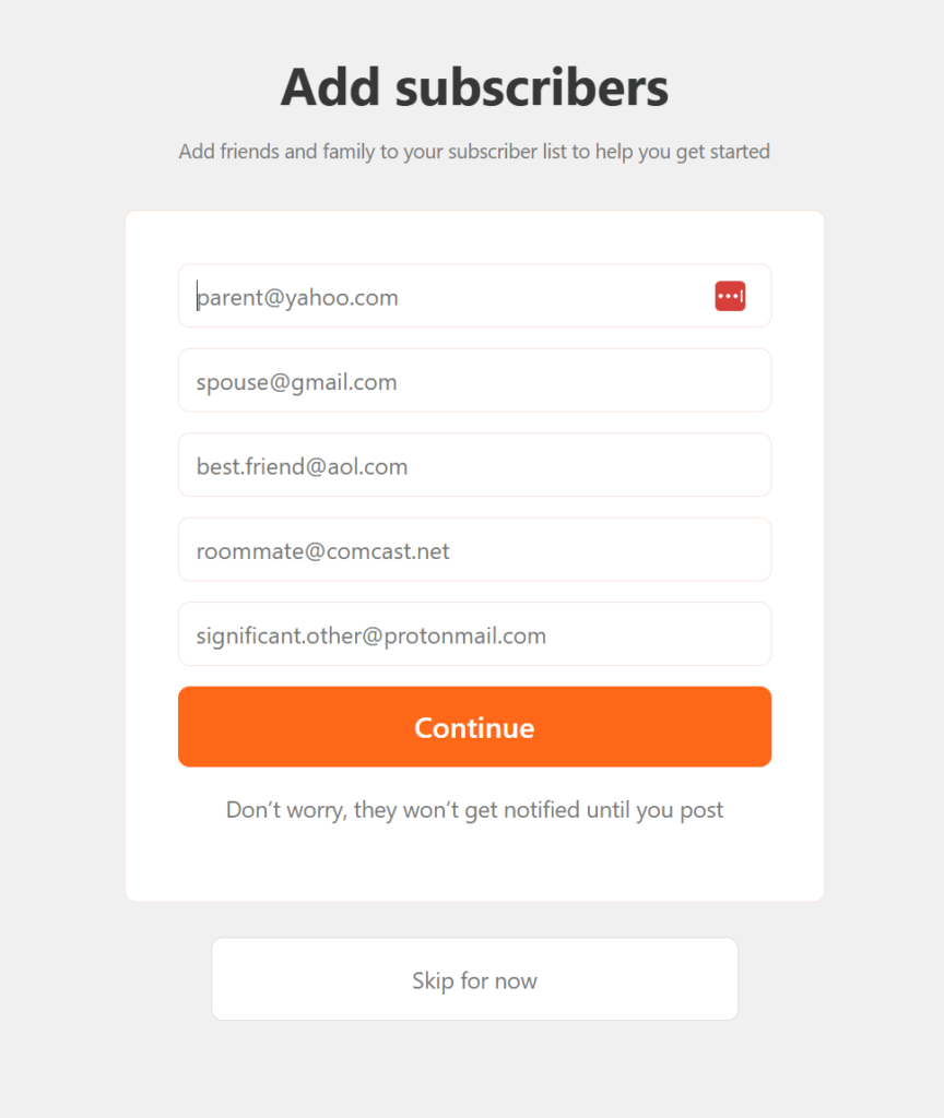 add subscribers to Substack