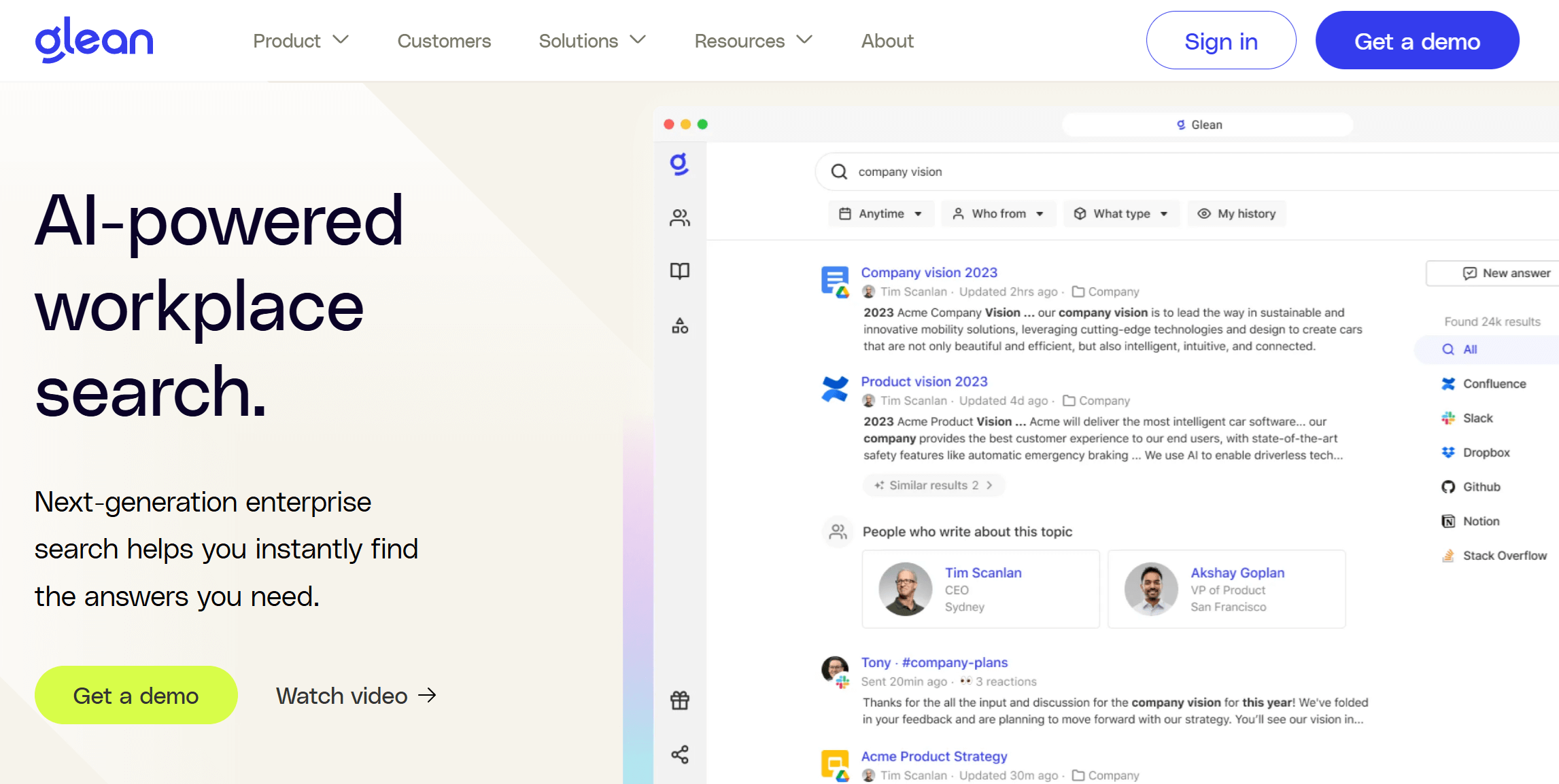glean enterprise search software