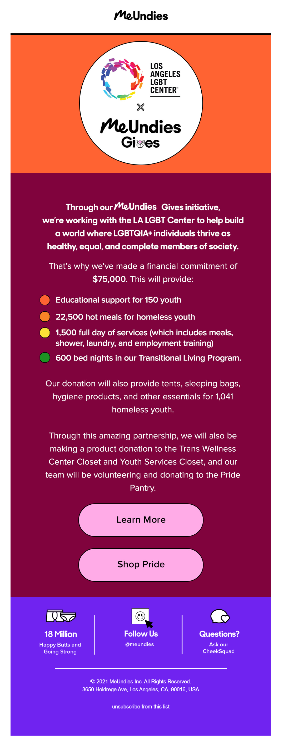 meundies pride month email marketing example