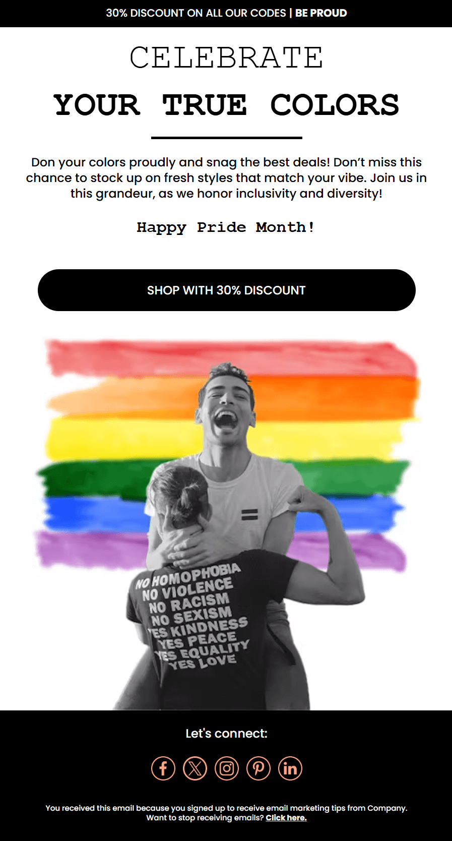 Moosend email newsletter template for Pride Month