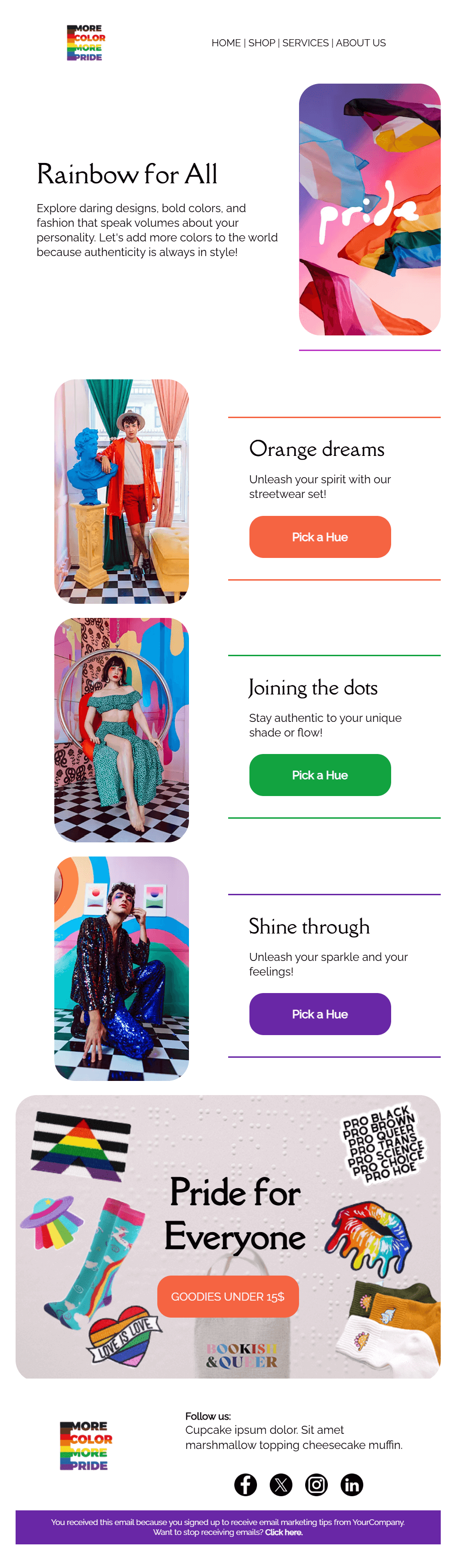 moosend newsletter template for pride emails