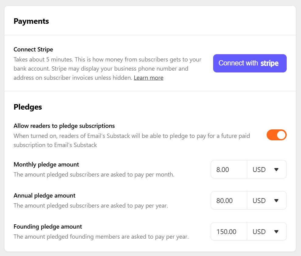 payment Substack