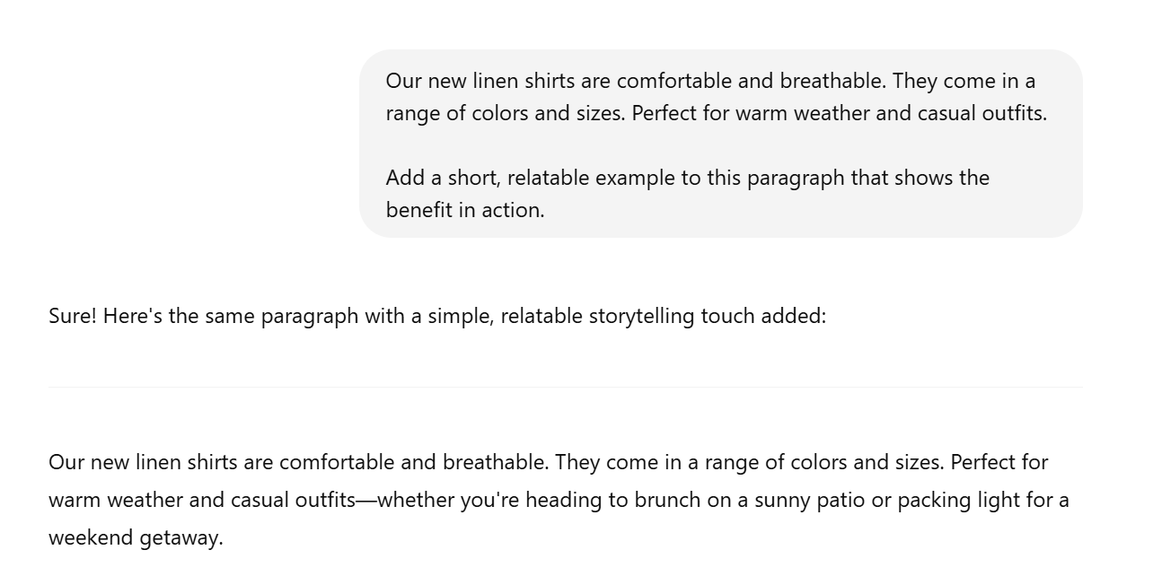 chatgpt prompt for adding storytelling elements 