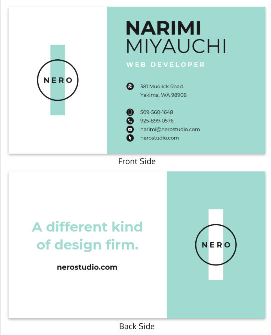 business card example