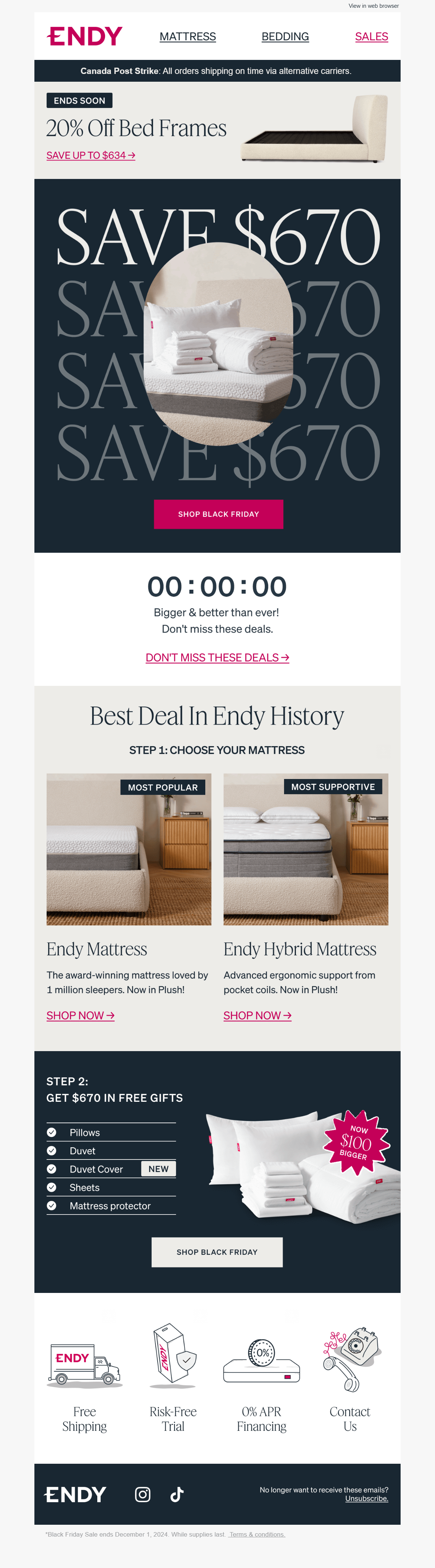 endy black friday fall email marketing campaign example