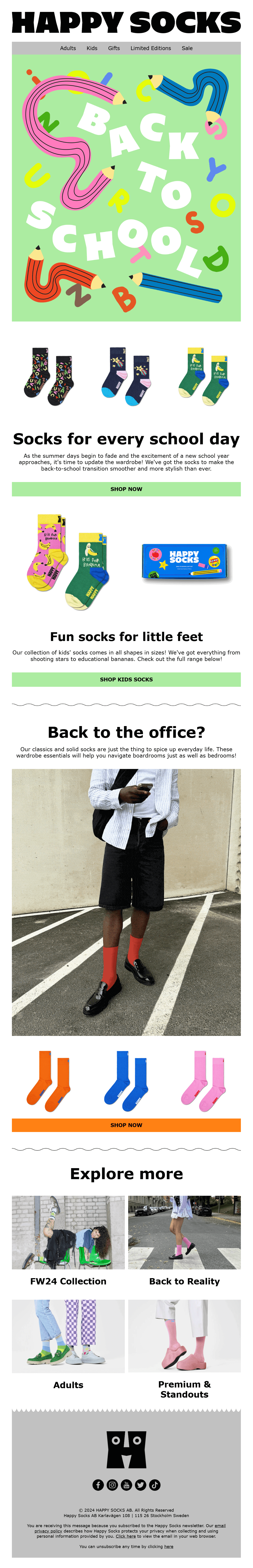 happy socks back to school email examples