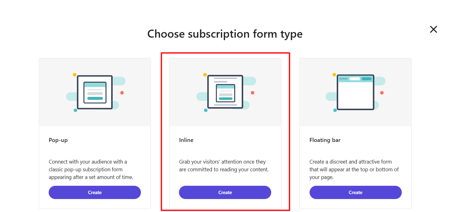 inline subscription form type