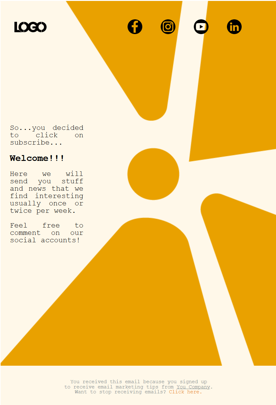 welcome email template for august emails