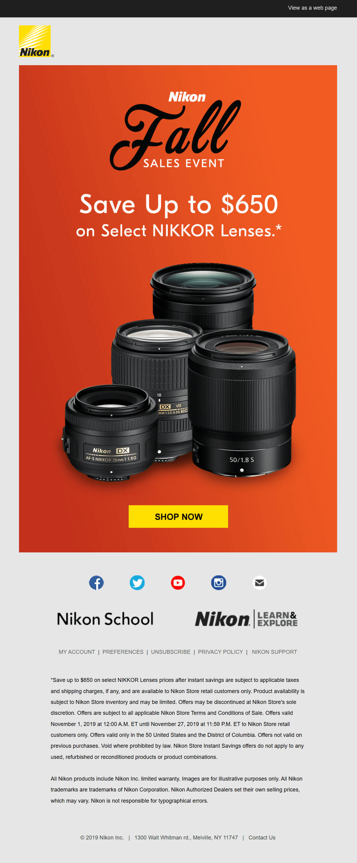 nikon minimal autumn email promotion 