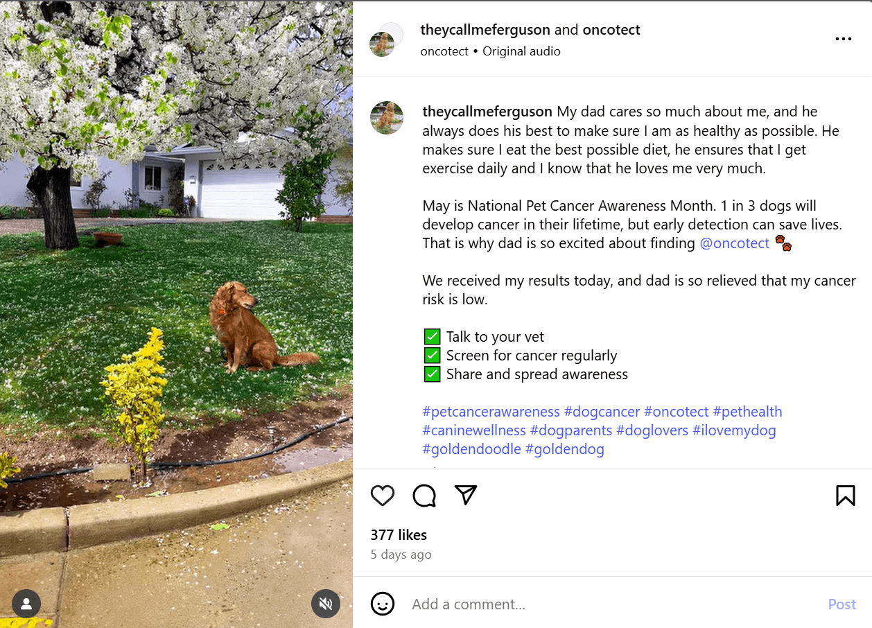 oncotect influencer marketing example