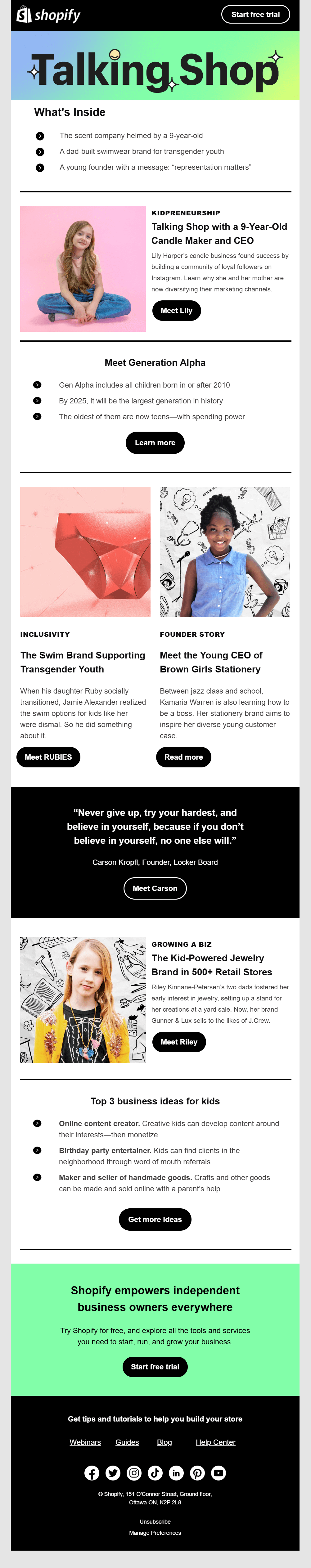 shopify email inspiration for international youth day