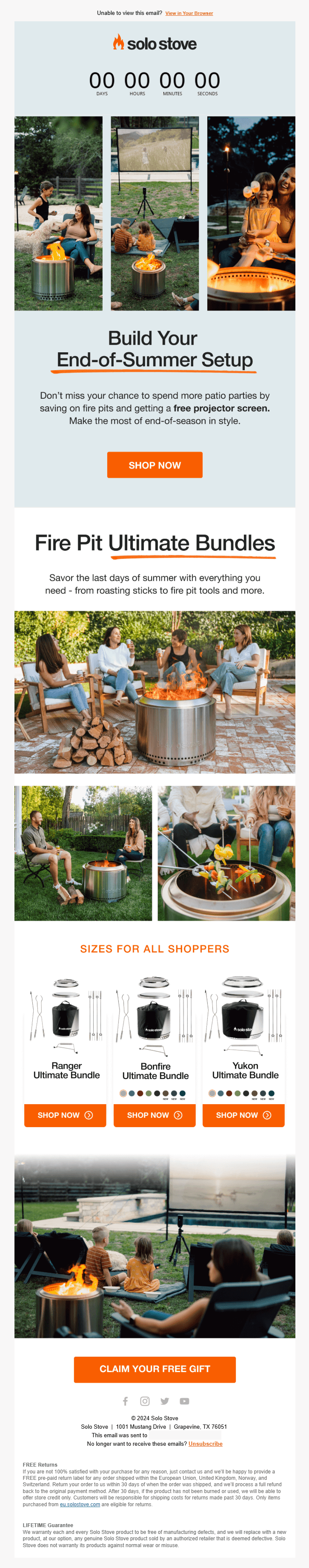 solo stove end of summer august email marketing campaign example