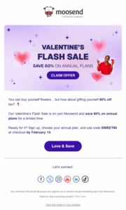 Moosend V-Day flash sale