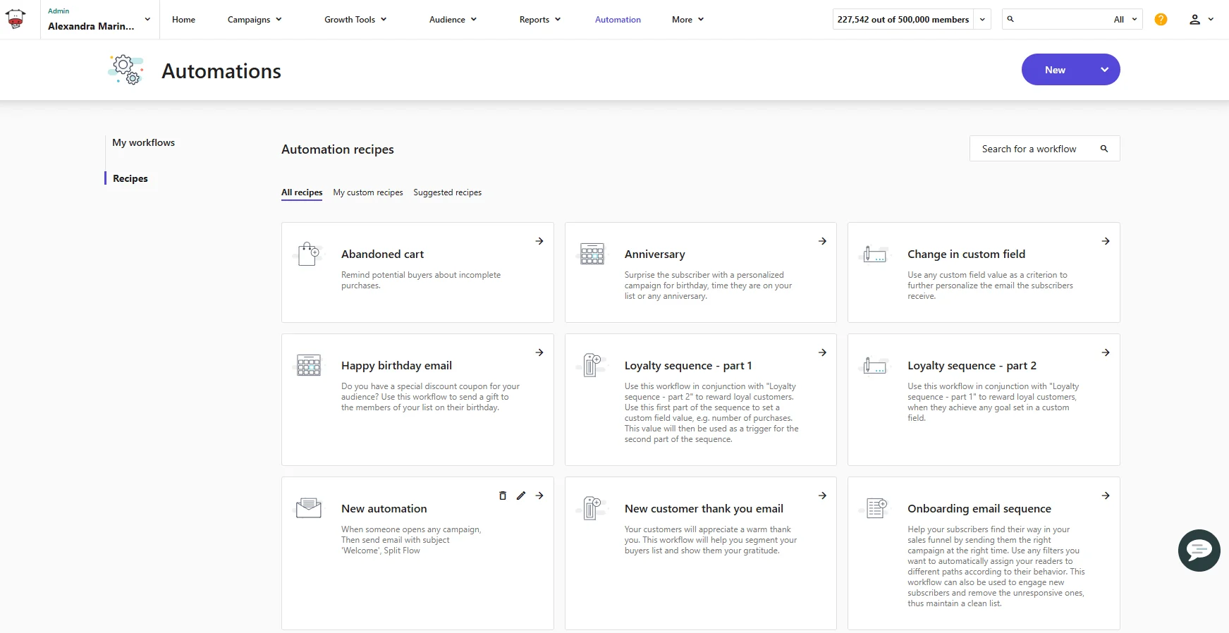 Moosend automation recipes