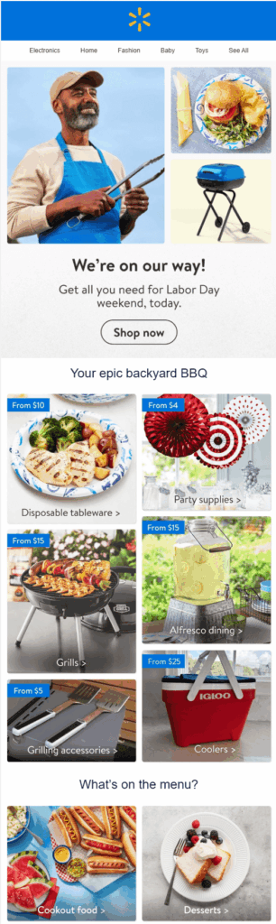 Walmart last-minute email