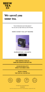 Brew Tea Co abandoned cart email