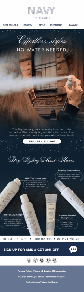 creative Dry January email example