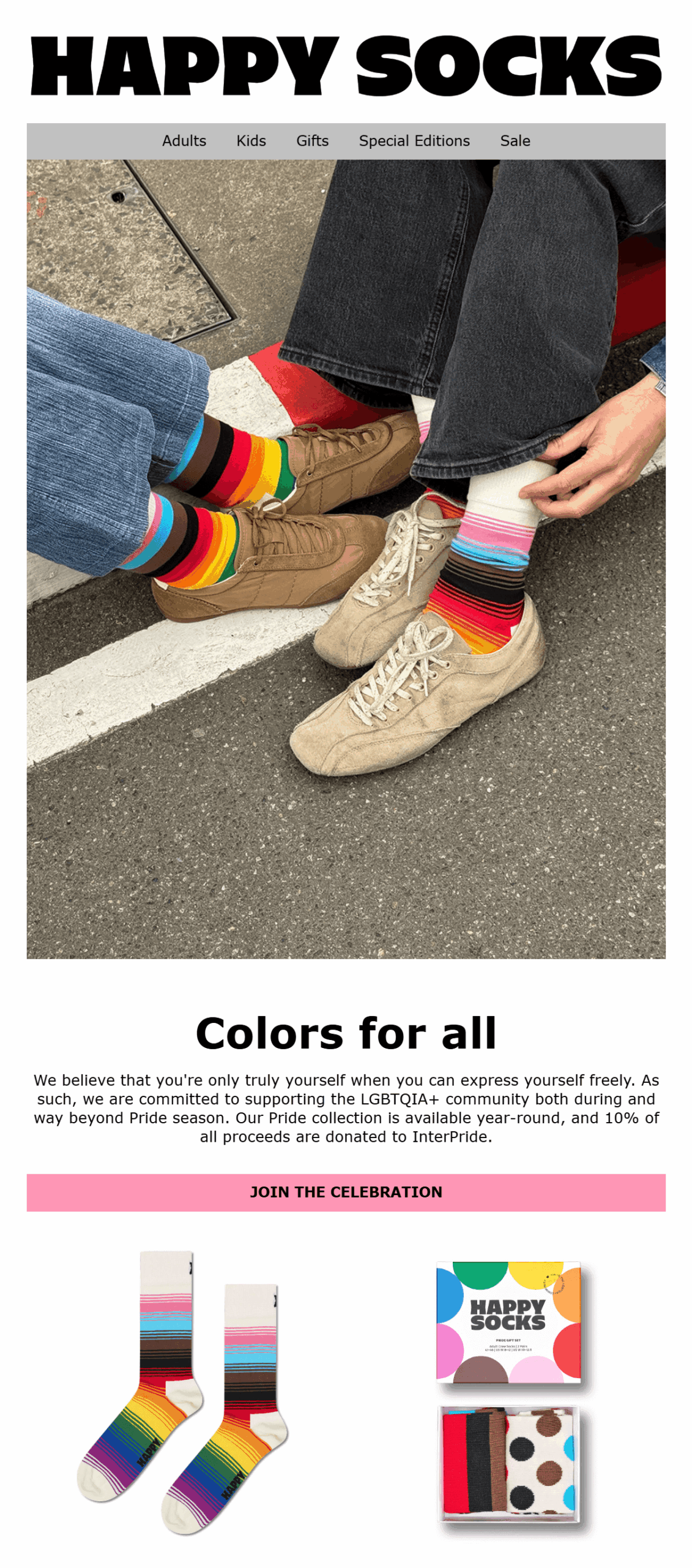 happysocks email example for pride month