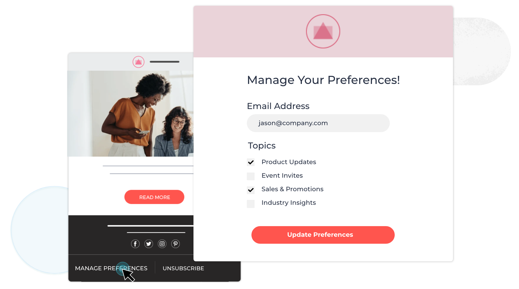 preference center example moosend