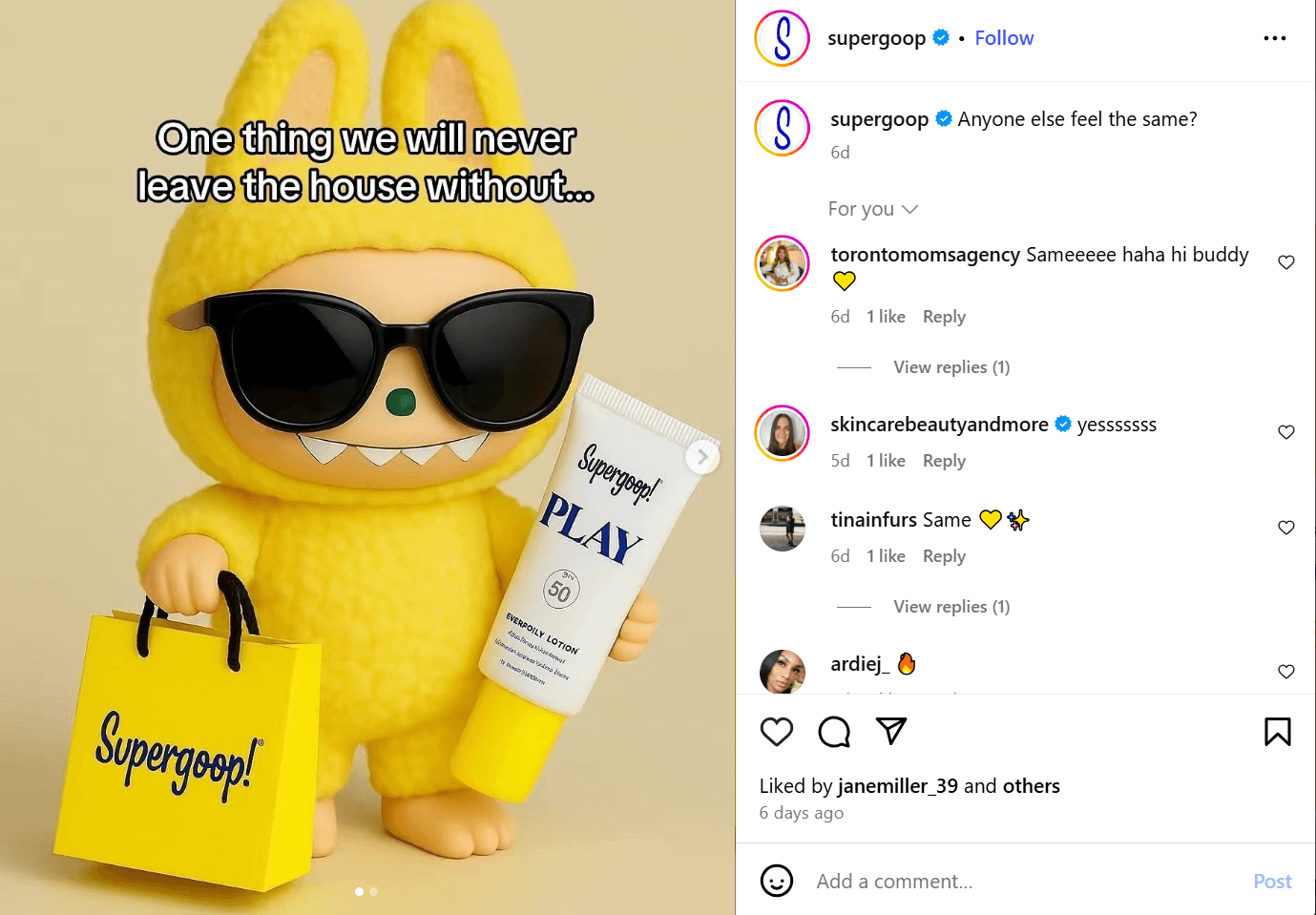 supergoop instagram post example