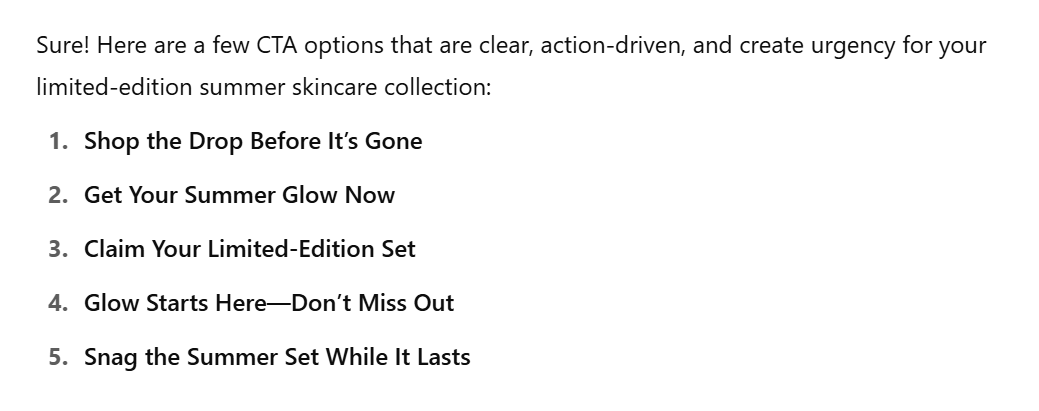 cta creation prompt output