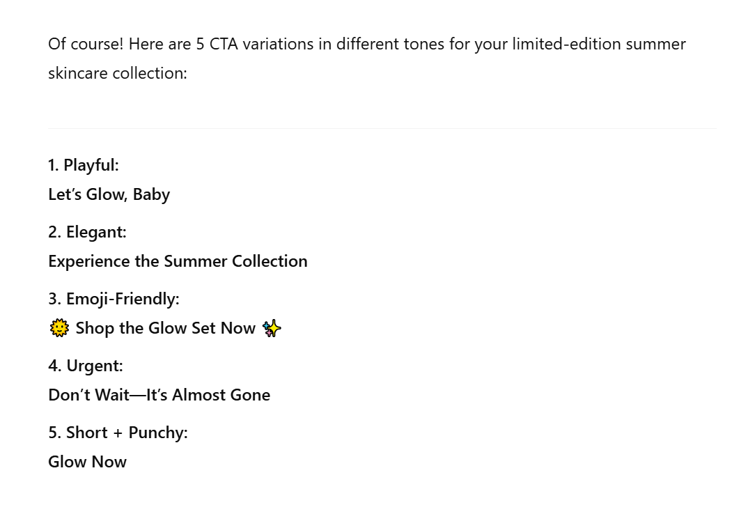 cta variation prompt output