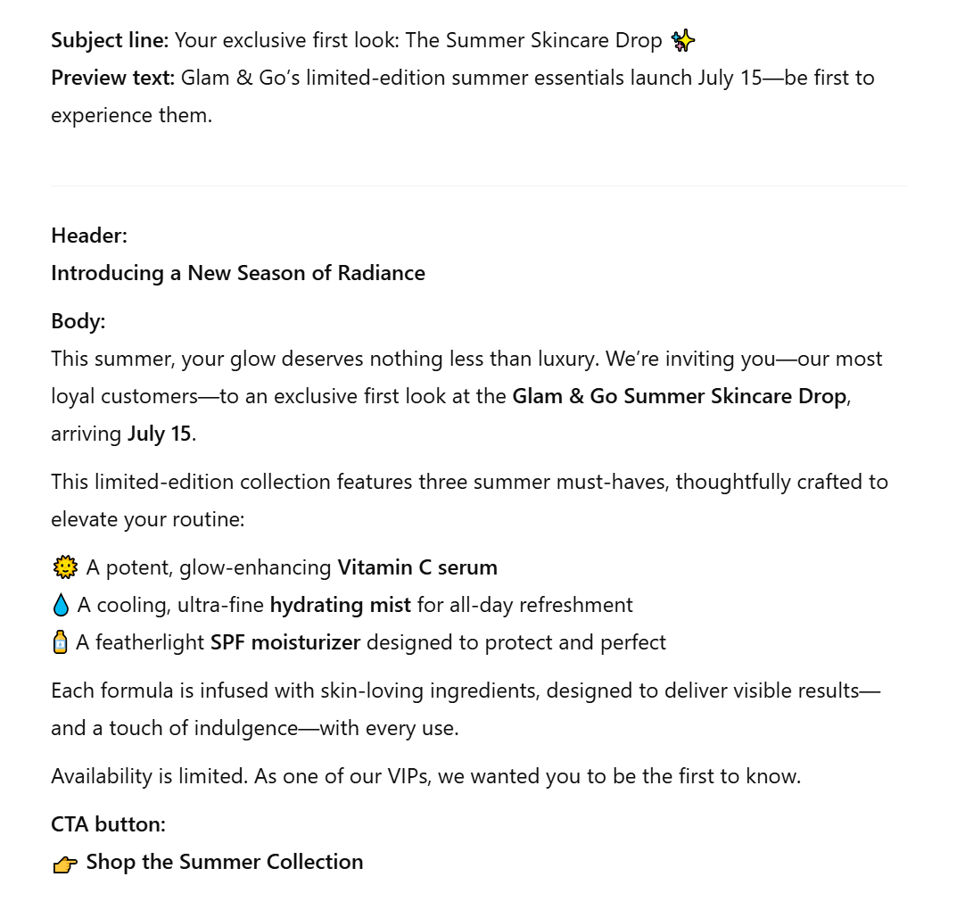 adjust email copy tone with chatgpt to luxurious