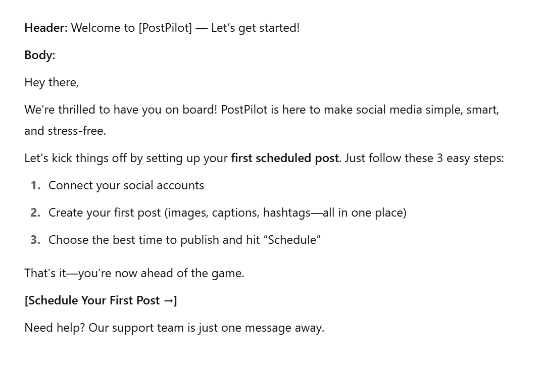 chatgpt output for onboarding email