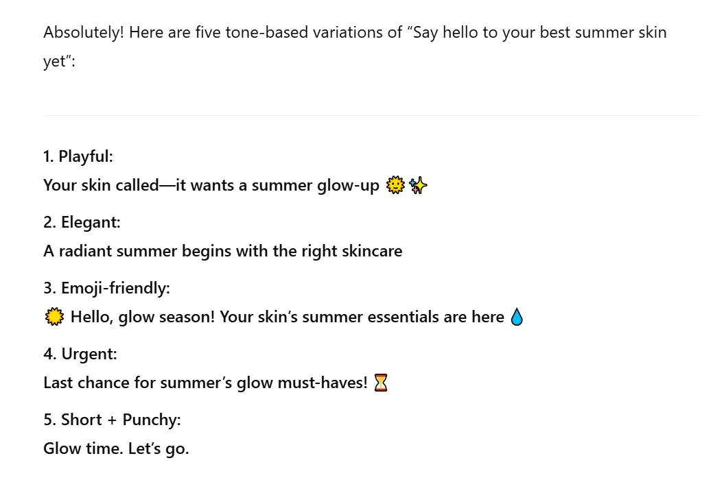 subject line variation prompt output