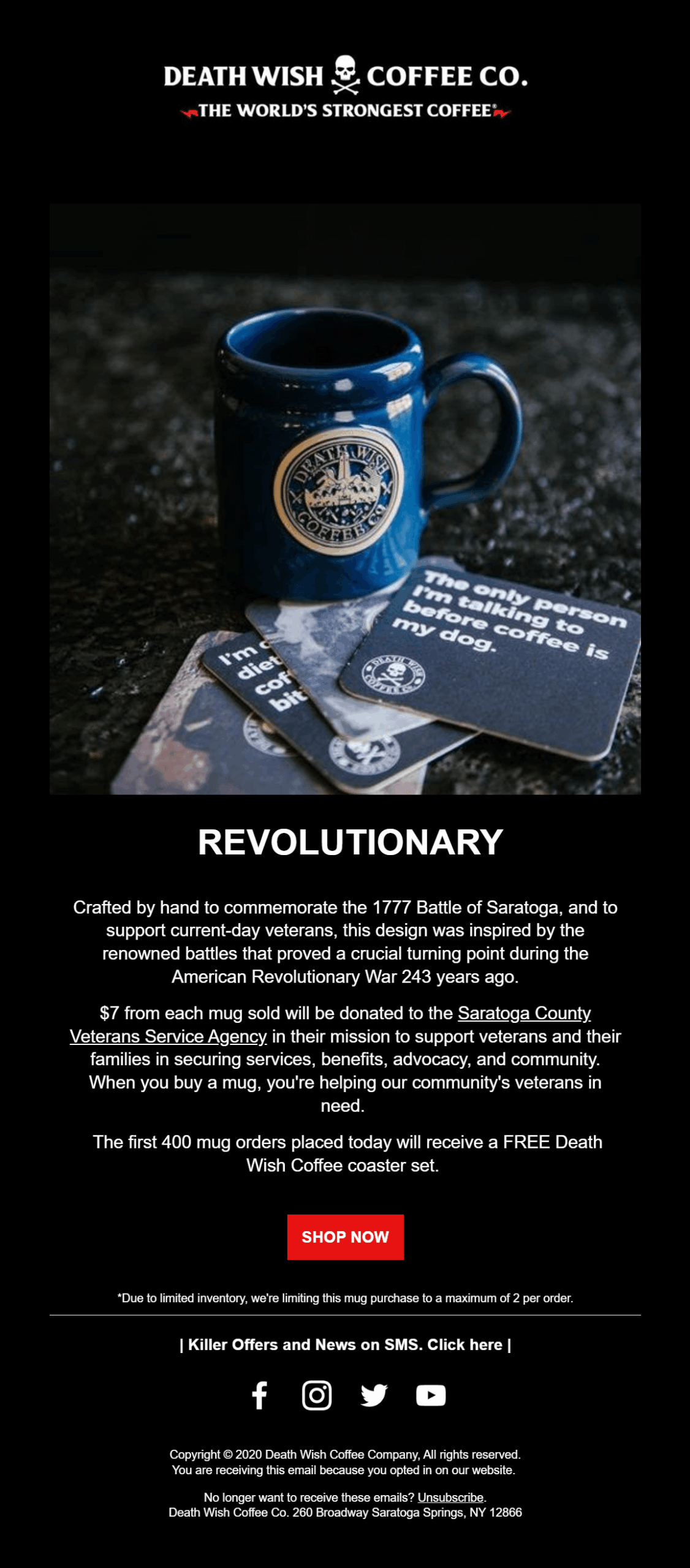 death wish coffee email campaign