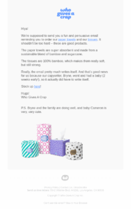 promotional email by Who gives a crap