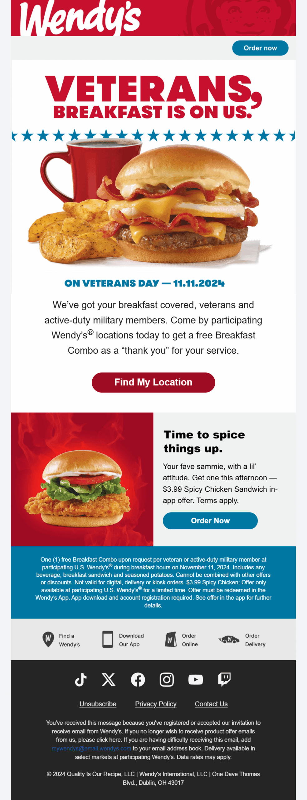 wendy's campaign for veterans