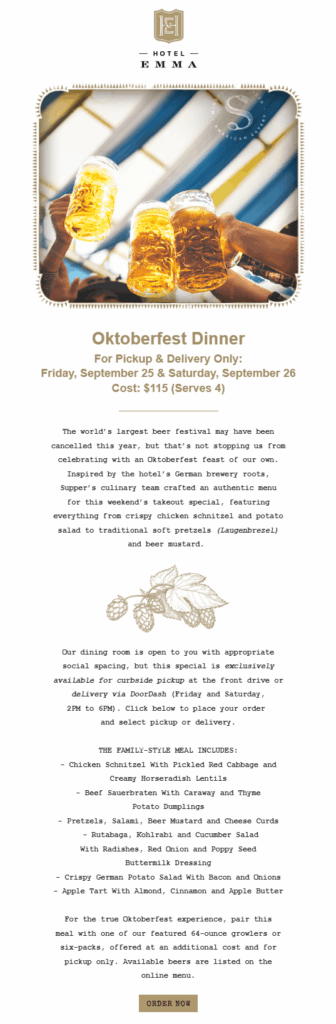 Hotel Emma seasonal email