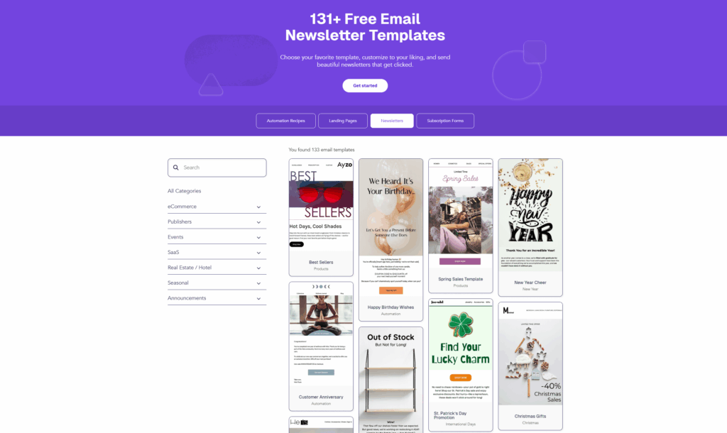 Moosend email templates