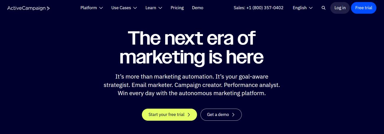activecampaign homepage