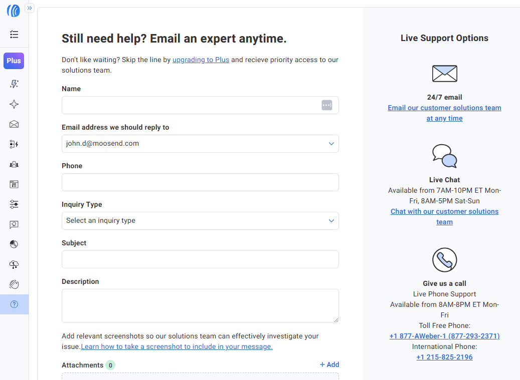 aweber customer support