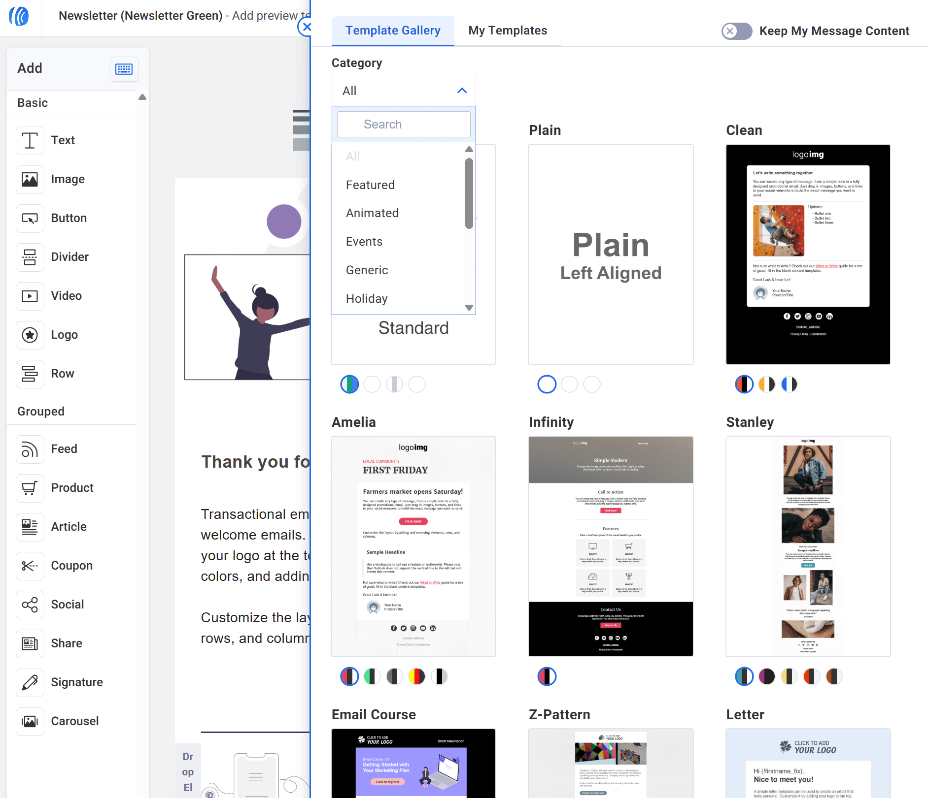 aweber email template library