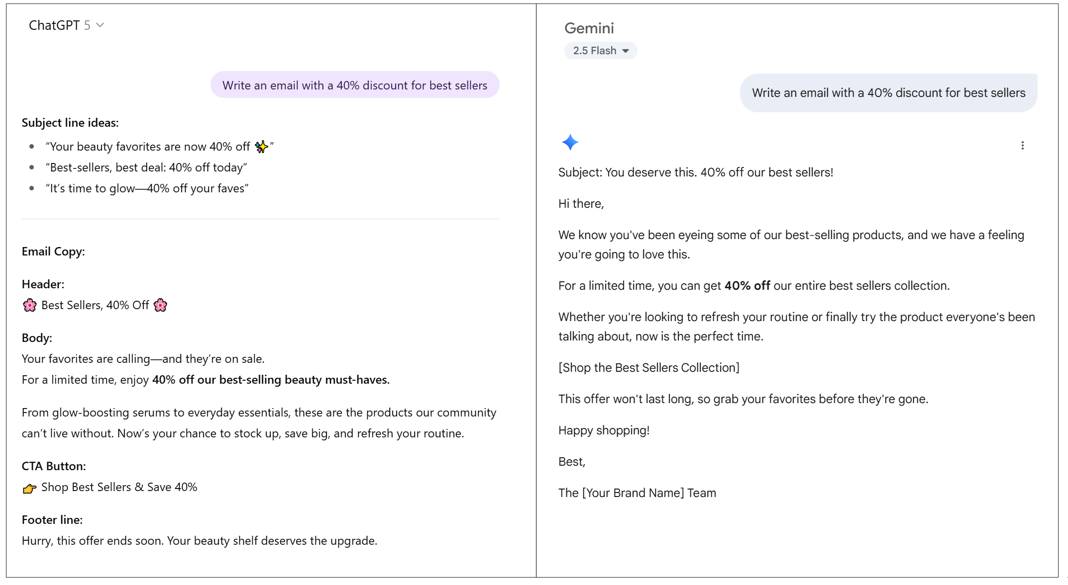 chatgpt vs gemini output