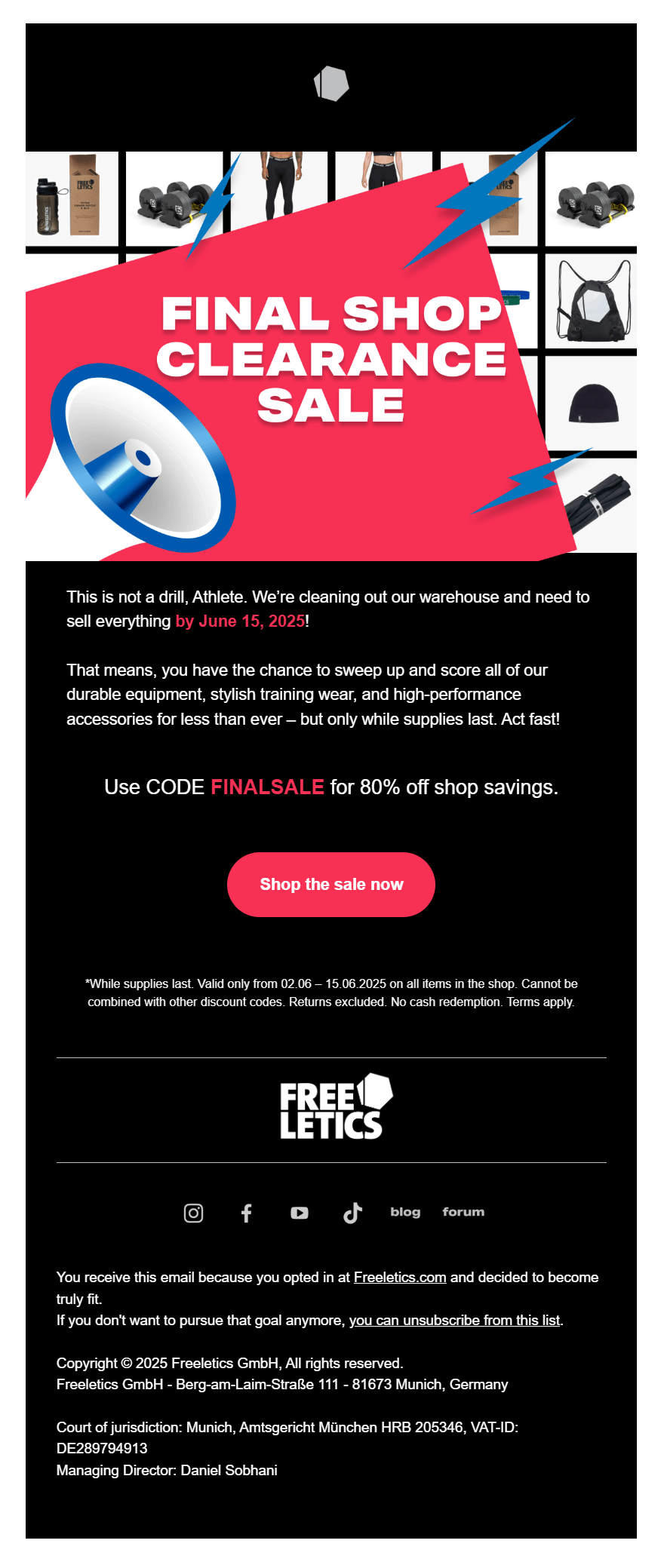 freeletics last chance subject line and email example freeletics last chance subject line and email example