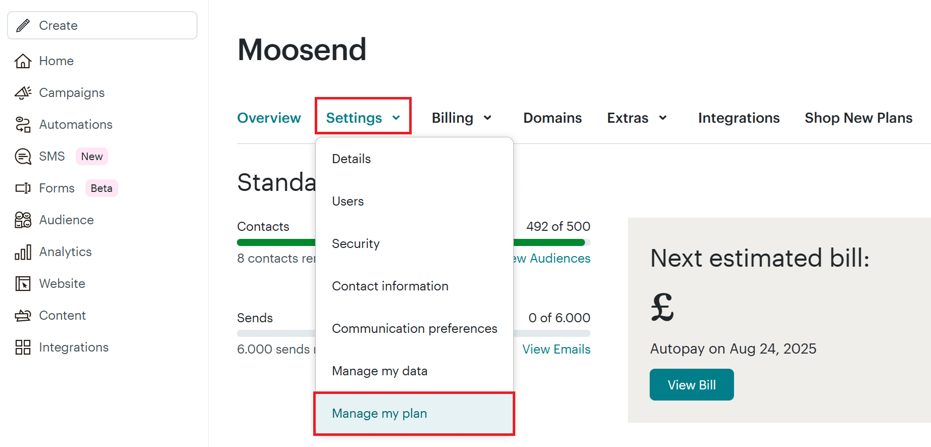 mailchimp manage subscription