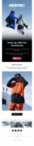 montec's onboarding email inviting subscribers to join their instagram community