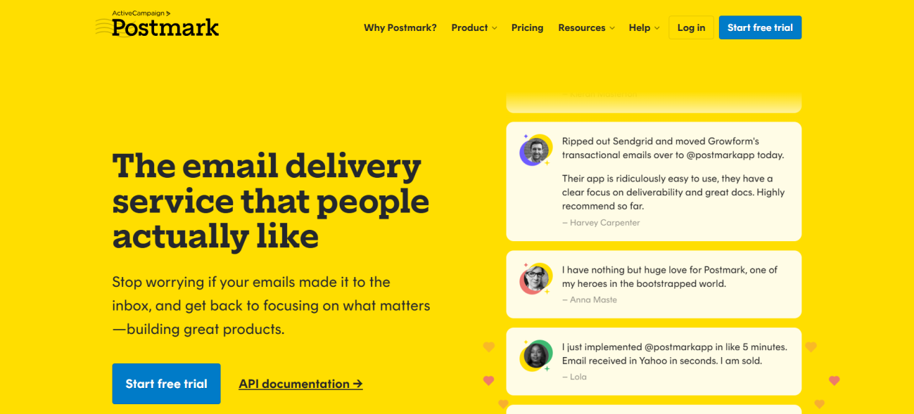 postmark homepage