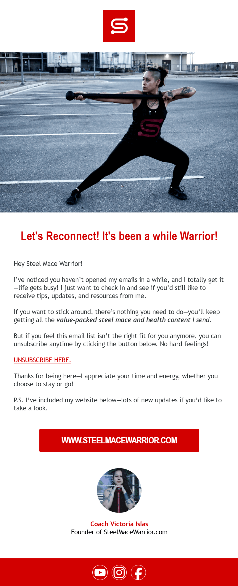 steel mace warrior html re-engagement email