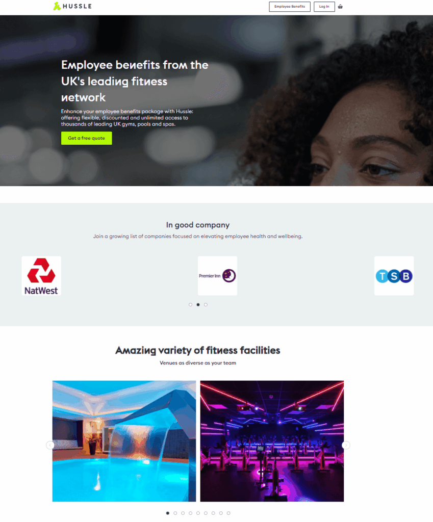 Hussle fitness landing page
