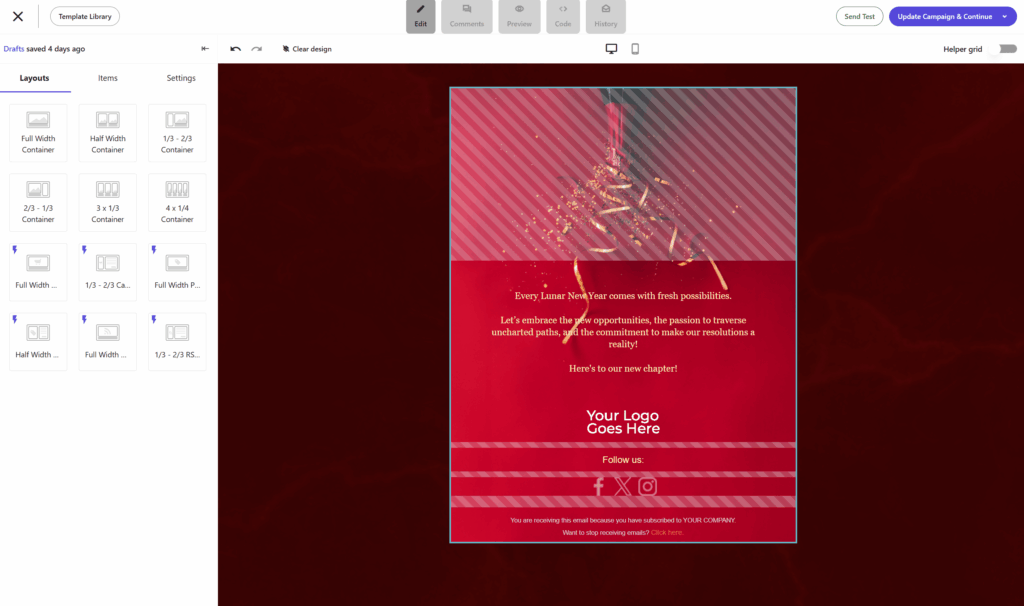 Mooosend seasonal email