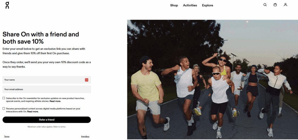 On referral landing page